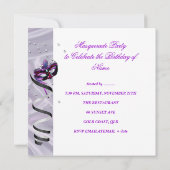 仮装バースデーパーティーマスクピンクマルティニ 招待状 (裏面)