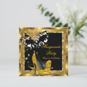 仮装バースデーパーティーマスクワイルド金ゴールドヒール 招待状 (スタンド正面)