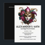 仮装バースデーヴェネツィア顔マスクフローラガラス 招待状<br><div class="desc">顔の白皮と暗赤色の唇を持つ美しい女性の金ゴールドは、装飾的なアンティーク金ゴールド宝石をフェイク付けたアイマスクを着ている。彼女の顔は、深い明るい赤紫色ピンクと緑のバラと繊細なフィリグリーの羽毛で囲まれている。彼女は彼女を作る白い背景に設定さポップ・アートのれ、彼女の下の編集可能な黒いテンプレートはあなたの特別な機会に適パーソナライズされたしているかもしれない。バチェロレッテエレガント、誕生日、sweet sixteenまたはキンセアニェラパーティーに最適なアイウォータカラーグラフィック。</div>