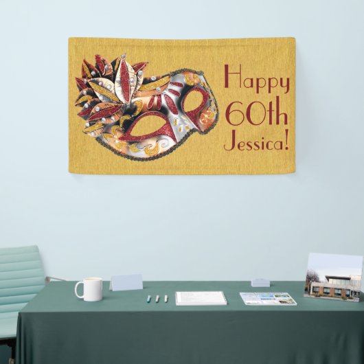 仮装パーソナライズされたマスク誕生日バナー 横断幕 (トレードショー)