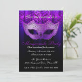 仮装パーティーお祝いブルー&パープル招待状 招待状 (スタンド正面)
