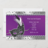 仮装パーティーシルバーパープル誕生日招待状 招待状 (裏面)