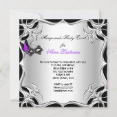 仮装パーティーパープルシルバーブラックマスク 招待状 (裏面)