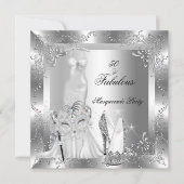 仮装パーティーファブラス50誕生日シルバー2 招待状 (正面)