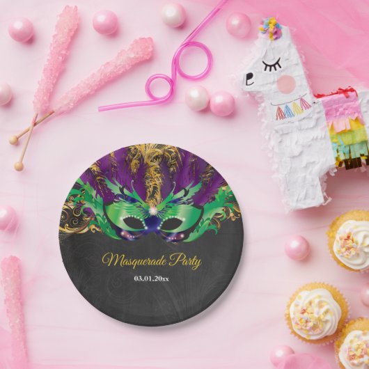 仮装パーティーマジカルナイトグリーンパープル金ゴールド ペーパープレート (パーティー)