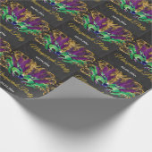 仮装パーティーマジカルナイトグリーンパープル金ゴールド ラッピングペーパー (角)