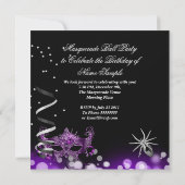 仮装パーティーマスクスパイダーパープルゴシック 招待状 (裏面)