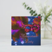 仮装パーティーマスクブラックパープルレッドマルディグラ 招待状 (スタンド正面)