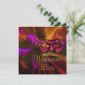 仮装パーティーマスクブラックパープルレッドマルディグラ 招待状 (スタンド正面)