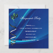 仮装パーティーマスクブラックブルーピンクマルディグラ 招待状 (裏面)