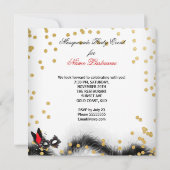 仮装パーティーレッドヒール白金ゴールド黒マスク 招待状 (裏面)