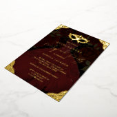 仮装パーティーレッド金ゴールドマスクドレスキンセアニェラ 箔招待状 (回転した状態)