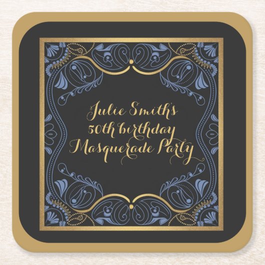 仮装パーティー仮面ボール誕生日 スクエアペーパーコースター (正面)