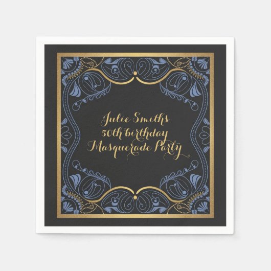仮装パーティー仮面ボール誕生日 スタンダードカクテルナプキン (正面)