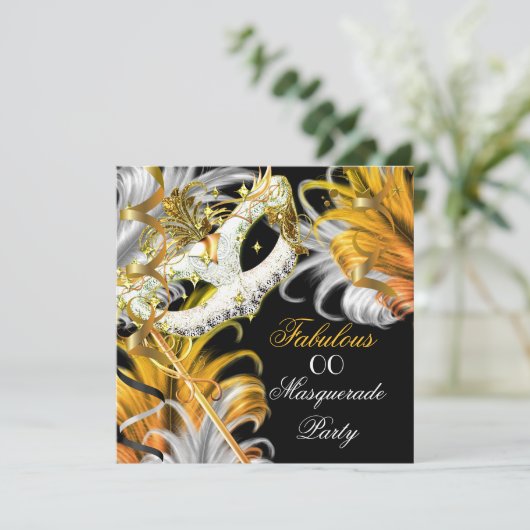 仮装パーティー素晴らしい誕生日金ゴールドシルバー2 招待状 (スタンド正面)