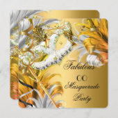 仮装パーティー素晴らしい誕生日金ゴールドシルバー 招待状 (正面/裏面)