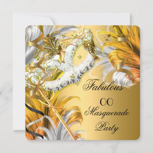 仮装パーティー素晴らしい誕生日金ゴールドシルバー 招待状 (正面)