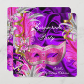 仮装パーティー誕生会パープルピンク 招待状 (正面/裏面)