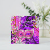 仮装パーティー誕生会パープルピンク 招待状 (スタンド正面)