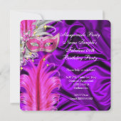 仮装パーティー誕生会パープルピンク 招待状 (裏面)