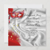 仮装パーティー誕生会レッドシルバー 招待状 (裏面)