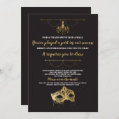 仮装パーティー誕生日マスク金ゴールド招待状 招待状 (正面/裏面)