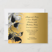 仮装パーティー誕生日ワイルドマスクブラック金ゴールド2 招待状 (裏面)