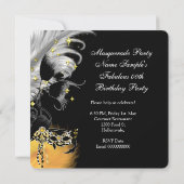 仮装パーティー誕生日ワイルドマスクブラック金ゴールドA 招待状 (裏面)