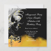 仮装パーティー誕生日ワイルドマスクブラック金ゴールドB 招待状 (裏面)