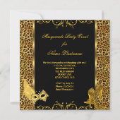 仮装パーティー金ゴールドヒョウのマスク高ヒール靴 招待状 (裏面)