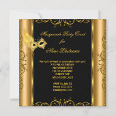 仮装パーティー金ゴールドブラックイエローマスク2 招待状 (裏面)