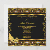 仮装パーティー金ゴールドブラックイエローマスク4 招待状 (裏面)