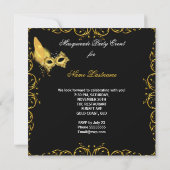 仮装パーティー金ゴールドブラックイエローマスク 招待状 (裏面)