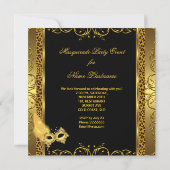 仮装パーティー金ゴールドブラックレオパードマスク 招待状 (裏面)