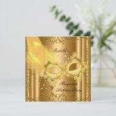 仮装パーティー金ゴールドブロンズイエローマスク 招待状 (スタンド正面)