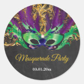 仮装パーティー魔法のナイトグリーンパープル金ゴールド ラウンドシール (正面)