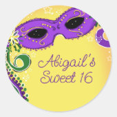 仮装パープルとイエローマスクスウィート16 ラウンドシール (正面)