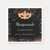 仮装ブラック金ゴールドグリッター誕生会 スタンダードカクテルナプキン (正面)