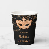 仮装ブラック金ゴールドグリッター誕生会 紙コップ (正面)