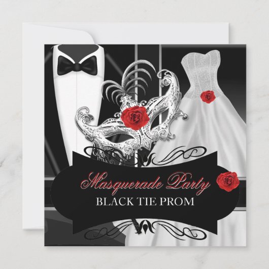 仮装プロムハイスクールダンスシルバーレッド 招待状 (裏面)