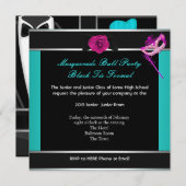 仮装プロムハイスクールダンスブルーピンク 招待状 (正面/裏面)