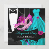 仮装プロムハイスクールダンスブルーピンク 招待状 (裏面)