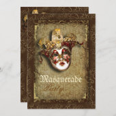 仮装ベネチアンマルディグラのパーティー 招待状 (正面/裏面)