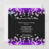 仮装ボールパーティーティール（緑がかった色）ブルーパープルマスク2 招待状 (裏面)