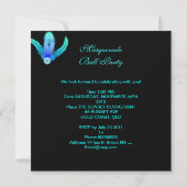 仮装ボールパーティーティール（緑がかった色）ブルーパープルマスク3 招待状 (裏面)