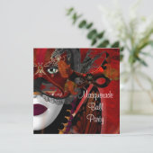 仮装ボールパーティーマスクブラックレッドガール2 招待状 (スタンド正面)