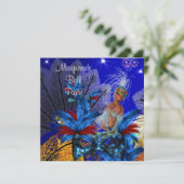 仮装ボールパーティーマスクブルー黄色ShowGirl 招待状 (スタンド正面)