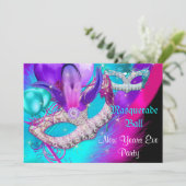 仮装ボールパーティーマスク新年イブパーティー 招待状 (スタンド正面)