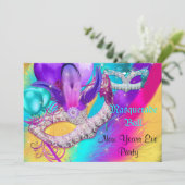 仮装ボールパーティーマスク新年カラフル前 招待状 (スタンド正面)