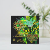 仮装ボールパーティーライムグリーンブラックマスク 招待状 (スタンド正面)